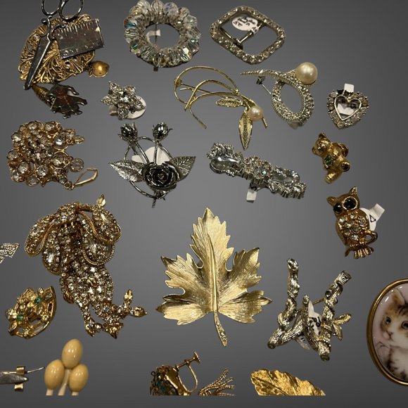 Huge Lot Vintage Brooches Pins Womens Jewelry - Picture 13 of 14